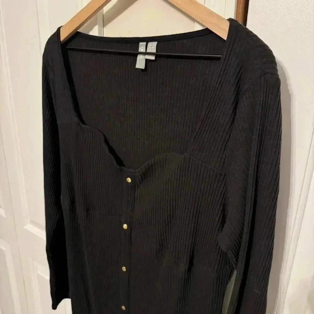 ASOS Black Maxi Dress With Square/Sweetheart  Neckline & Slits Women’s Size 16 - Picture 3 of 12